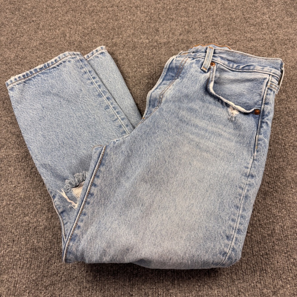 Levi's 501 Original Fit Jeans Womens W29 L26 Light Wash Excellent Distressed